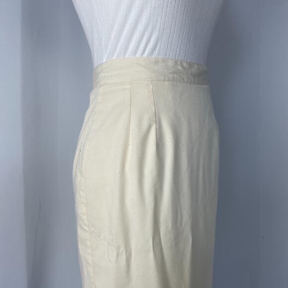 Vintage Pencil Skirt Size 8 Cream Off White Solid Midi Preppy Minimalist 80s 90s - Picture 5 of 14